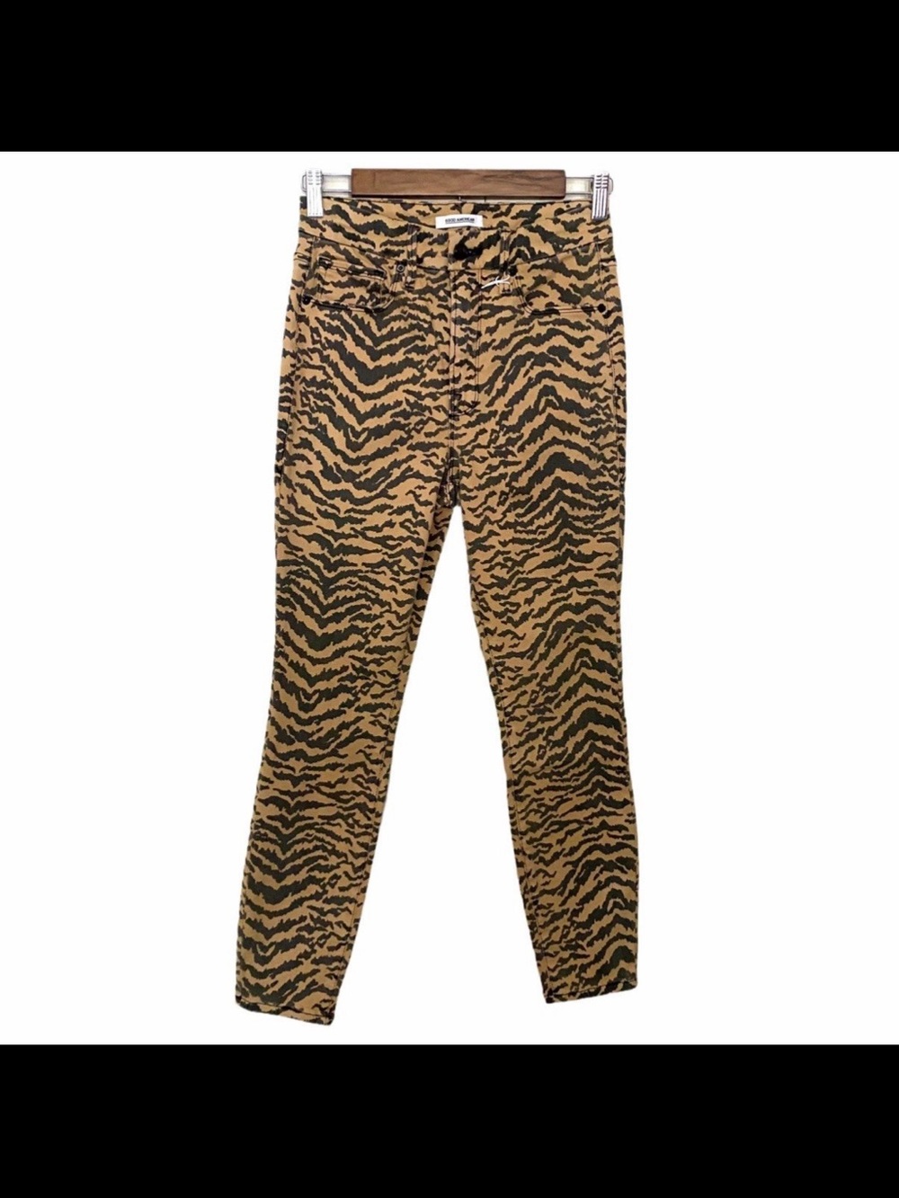 Good American Good Waist Crop High-Rise Tiger Print Skinny Jeans